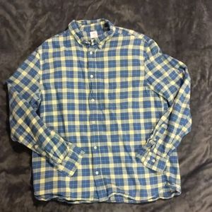 H&M Yellow & Blue Button-down Flannel